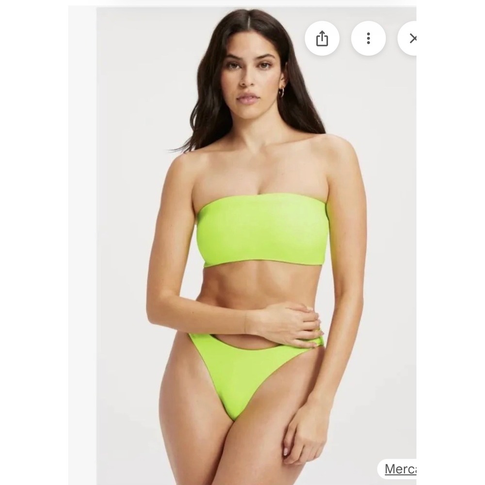 Good American Bandeau Bikini Top ‎ 5XL Electric Lime Neon Strapless Swim GSW0766